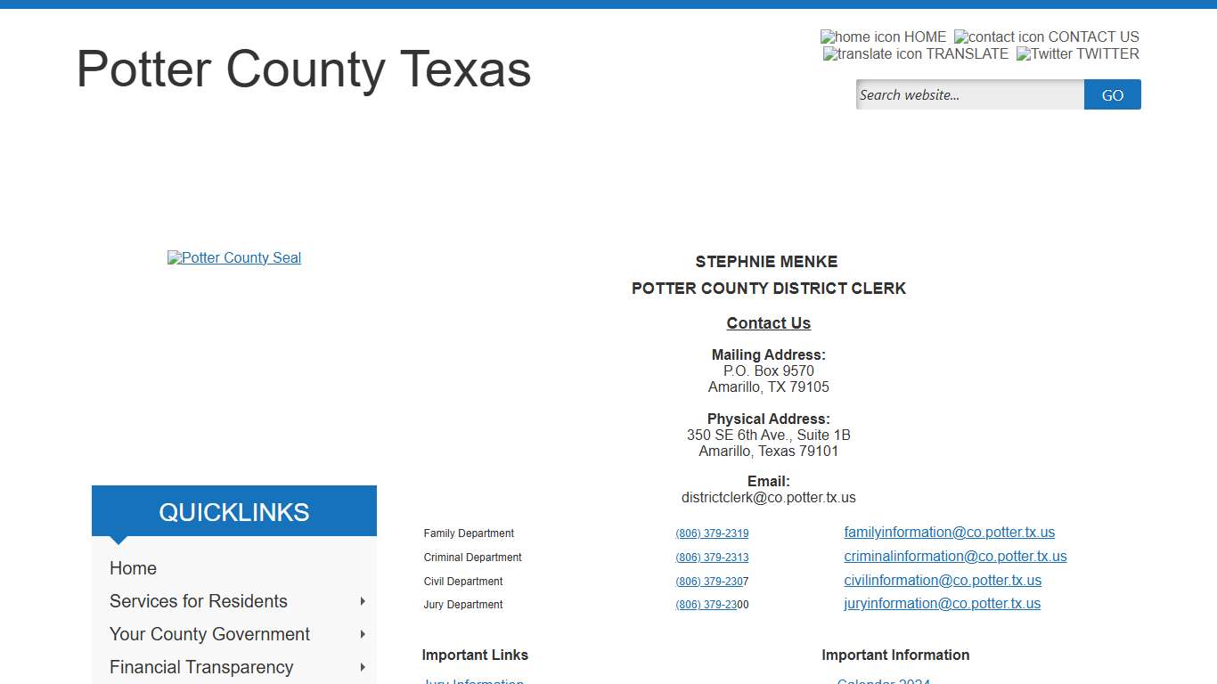 District Clerk - Potter County