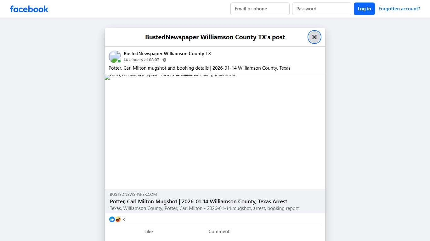 Potter, Carl Milton... - BustedNewspaper Williamson County TX | Facebook